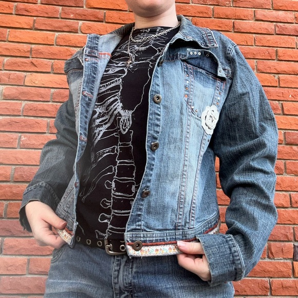 Y2K denim floral trim jacket - Picture 6 of 12